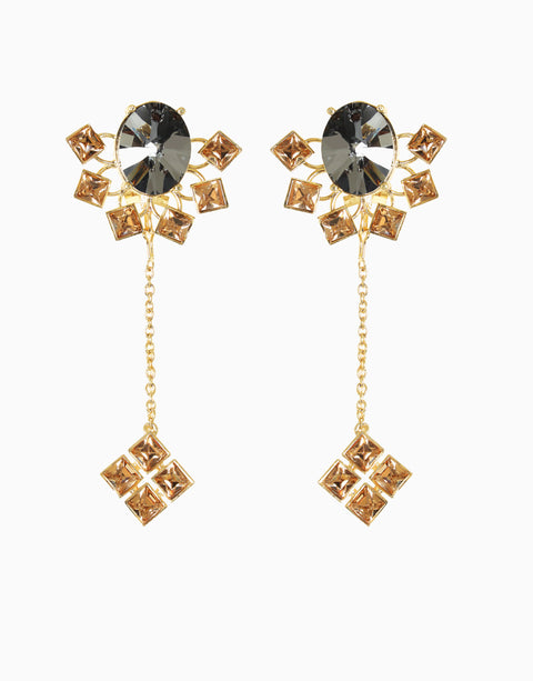 Esme-Light Gold & Grey Folk Earring-INDIASPOPUP.COM