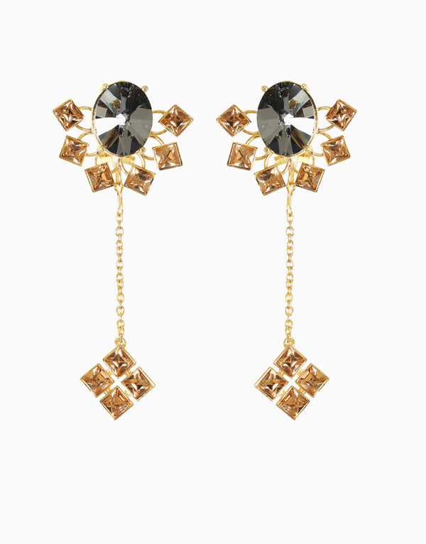 Esme-Light Gold & Grey Folk Earring-INDIASPOPUP.COM