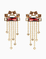 Esme-Gold & Maroon Kabuki Earring-INDIASPOPUP.COM
