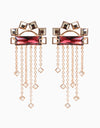 Esme-Metallic Grey & Maroon Kabuki Earring-INDIASPOPUP.COM