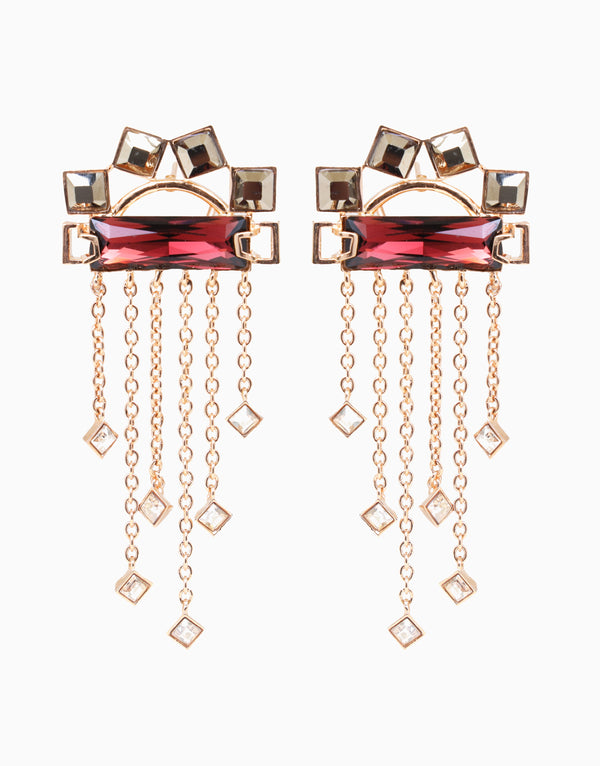 Esme-Metallic Grey & Maroon Kabuki Earring-INDIASPOPUP.COM