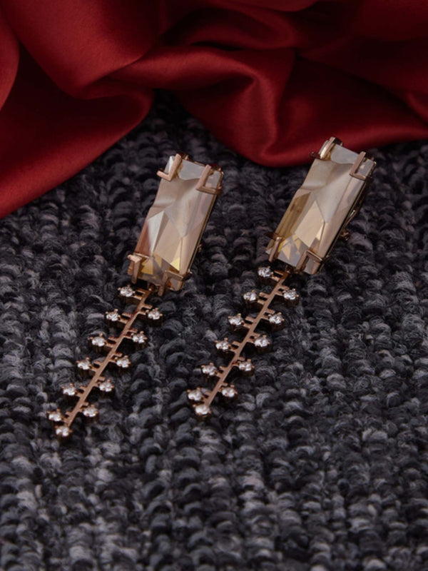 Esme - Gold & Pink Metal Dangler Zip Earrings - INDIASPOPUP.COM