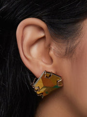 Esme - Gold & Pink Ear Studs - INDIASPOPUP.COM
