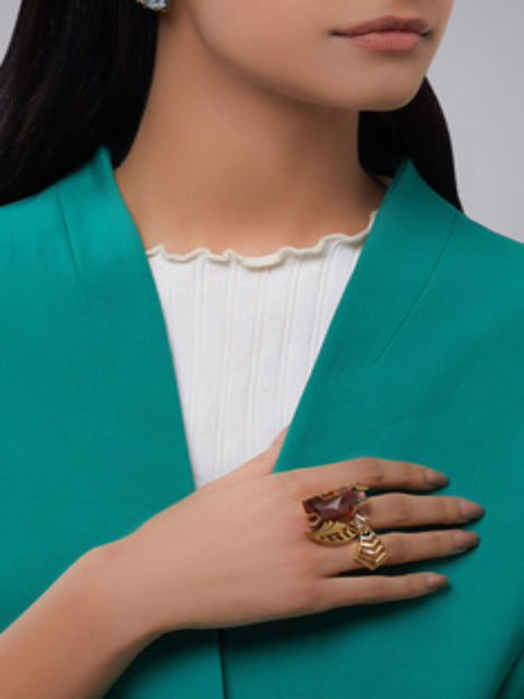 Esme - Red & Yellow Metal Ring - INDIASPOPUP.COM