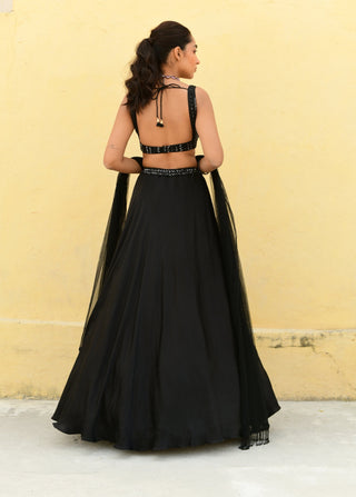 Chamee And Palak-Eve Black Embroidered Lehenga Set-INDIASPOPUP.COM