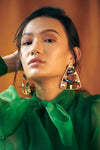 Esme - Blue & Yellow Metal Dangler Earrings - INDIASPOPUP.COM