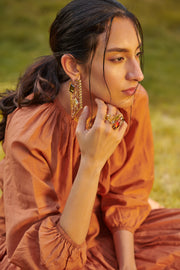 Esme - Red & Yellow Metal Ring - INDIASPOPUP.COM