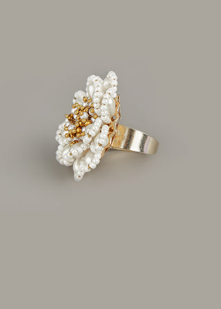 House Of Doro-White Stone Studded Flower Finger Ring-INDIASPOPUP.COM
