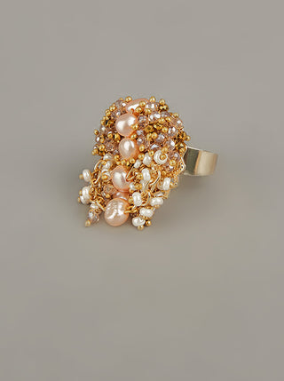 House Of Doro-Peach Shell Pearl Finger Ring-INDIASPOPUP.COM