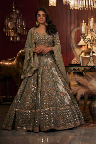 Mint Green Vintage Masai Lehenga Set