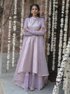 Mauve Anarkali With Organza Palazzo
