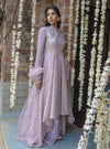 Mauve Anarkali With Organza Palazzo