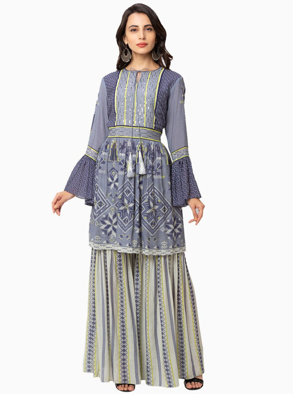 Soup By Sougat Paul-Powder Blue Garara Set-INDIASPOPUP.COM