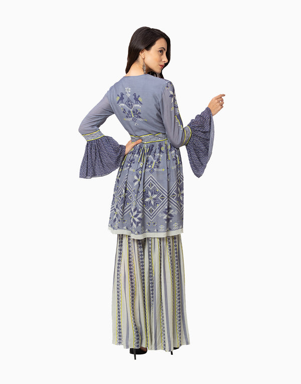 Soup By Sougat Paul-Powder Blue Garara Set-INDIASPOPUP.COM