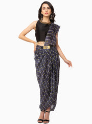 Soup By Sougat Paul-Navy Blue Saree-INDIASPOPUP.COM