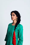 Label Earthen-Jade Green Banswara Khadi Silk Kurta Set-INDIASPOPUP.COM