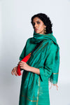 Label Earthen-Jade Green Banswara Khadi Silk Kurta Set-INDIASPOPUP.COM