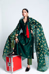 Label Earthen-Emerald Green Chanderi Silk Kurta Set-INDIASPOPUP.COM