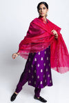 Label Earthen-Voilet Saran Banarasi Silk Kurta Set-INDIASPOPUP.COM