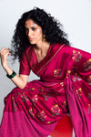 Label Earthen-Magenta Sangli Silk Printed Sari-INDIASPOPUP.COM
