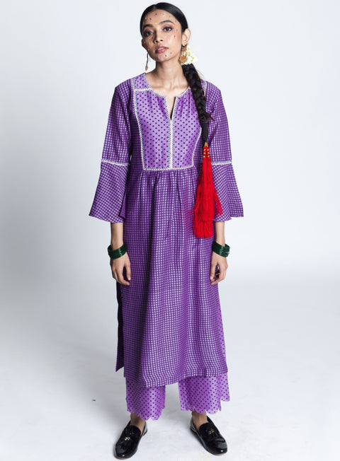 Label Earthen-Lillac Khuri Printed Kurta Set-INDIASPOPUP.COM