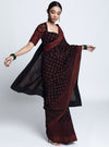 Label Earthen-Black Unai Printed Chanderi Silk Sari-INDIASPOPUP.COM
