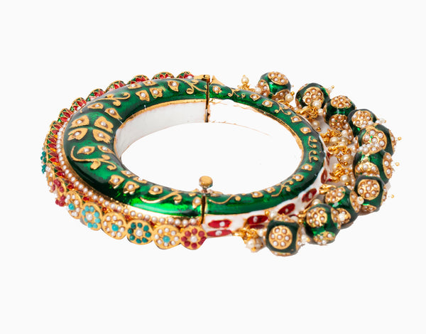 Tizora-Multi-Colour Rajwada Pacheli Bangles-INDIASPOPUP.COM