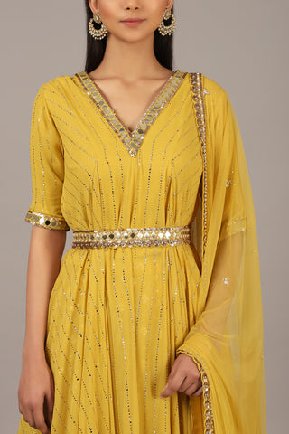 Nidhika Shekhar-Yellow Embroidered Lehenga Set-INDIASPOPUP.COM