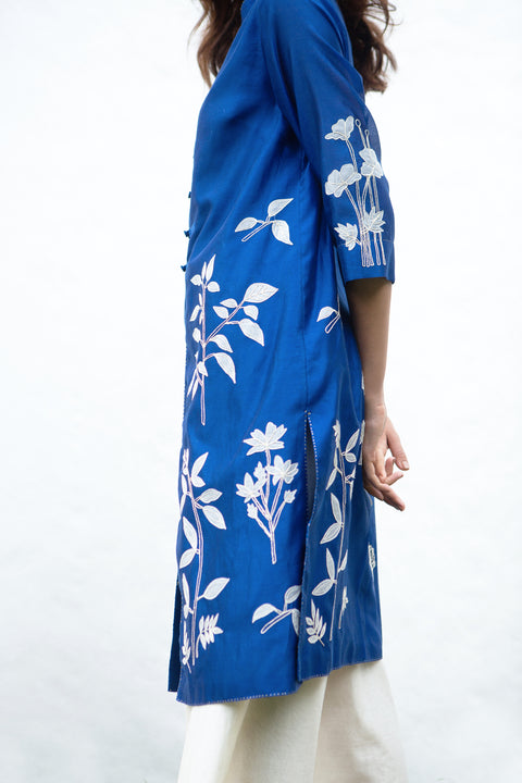 Cobalt Blue & Ecru Wisteria Kurta Set