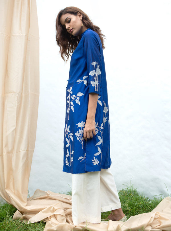 Cobalt Blue & Ecru Wisteria Kurta Set