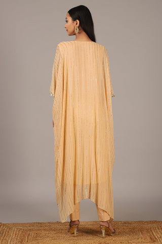 Nidhika Shekhar-Beige Kaftan With Tassels-INDIASPOPUP.COM