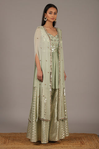 Nidhika Shekhar-Mint Green Embellished Kurta Set-INDIASPOPUP.COM