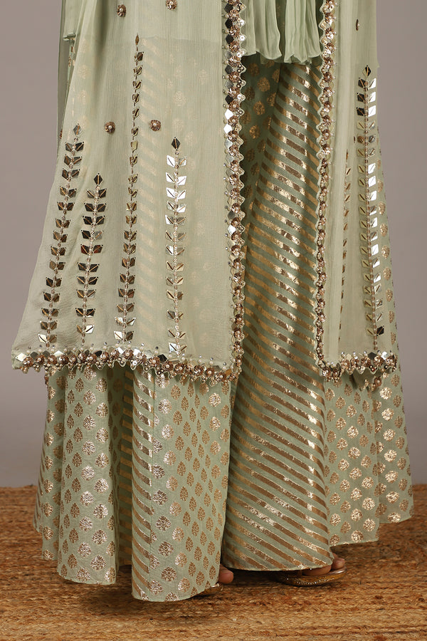 Nidhika Shekhar-Mint Green Embellished Kurta Set-INDIASPOPUP.COM