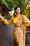 Chhavvi Aggarwal-Yellow Pant Saree With Belt-INDIASPOPUP.COM
