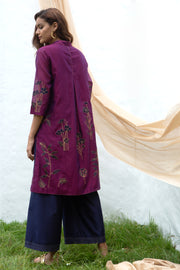 Wine & Navy Wisteria Kurta Set