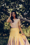Madsam Tinzin-Yellow & Mauve Croptop With Skirt-INDIASPOPUP.COM