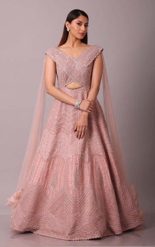 Disha Patil-Blush Pink Embellished Gown-INDIASPOPUP.COM