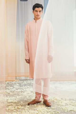 Madsam Tinzin-Crystal Rose Silk Kurta With Pants-INDIASPOPUP.COM