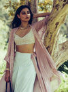 Madsam Tinzin-Eggshell Blue & Mauve Cape With Pants-INDIASPOPUP.COM