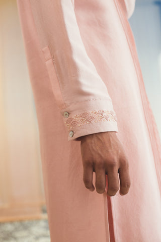 Madsam Tinzin-Crystal Rose Silk Kurta With Pants-INDIASPOPUP.COM