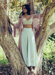 Madsam Tinzin-Eggshell Blue & Mauve Cape With Pants-INDIASPOPUP.COM