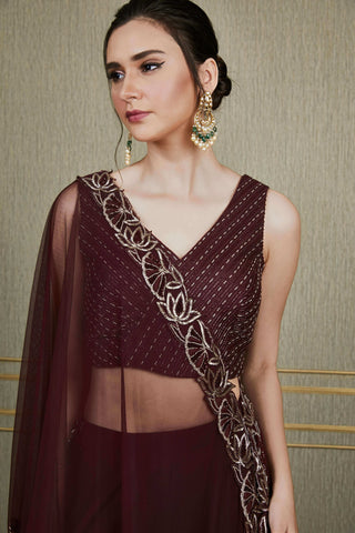 Charu & Vasundhara-Purple Georgette Lehenga Set-INDIASPOPUP.COM