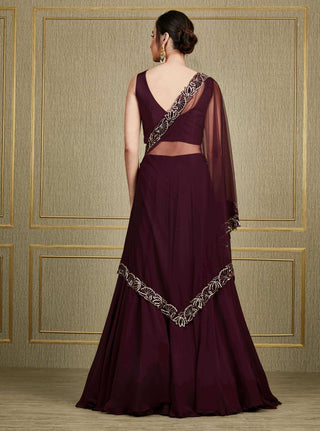 Charu & Vasundhara-Purple Georgette Lehenga Set-INDIASPOPUP.COM