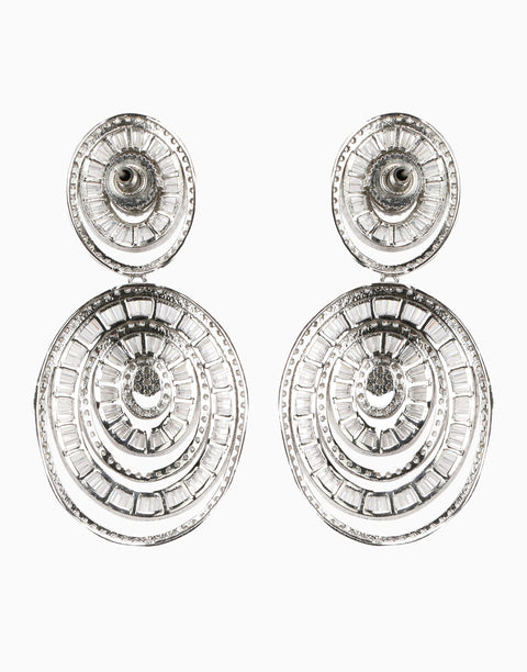 Tizora-Silver Faux Diamond Party Earrings-INDIASPOPUP.COM