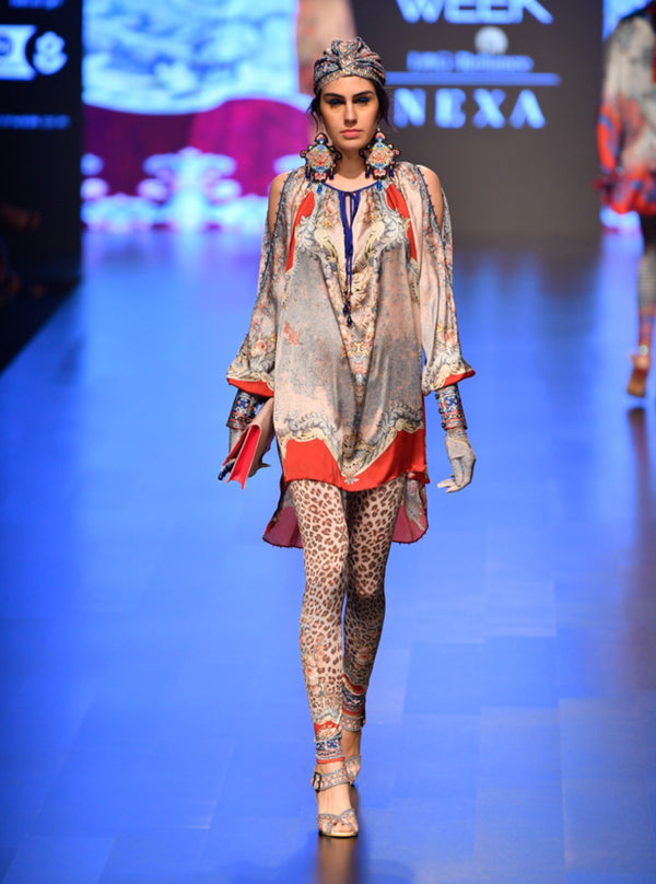 Rajdeep Ranawat-Blush & Grey Tunic With Leggings-INDIASPOPUP.COM