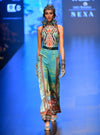 Rajdeep Ranawat-Turquoise Long Lycra Print Jumpsuit-INDIASPOPUP.COM
