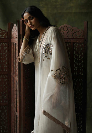 Begum Pret-Ivory Bahaar A-Line Cut Kurta Set-INDIASPOPUP.COM