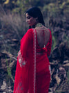 Madsam Tinzin-Poppy Red Saree With Blouse-INDIASPOPUP.COM