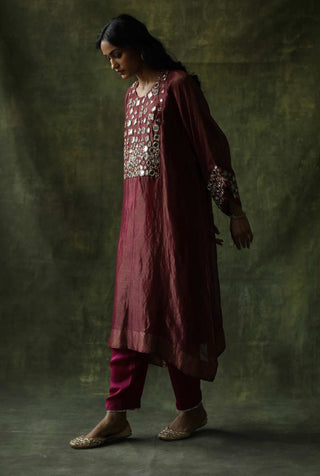 Begum Pret-Ruby Red Sahiba Kaftan Set-INDIASPOPUP.COM