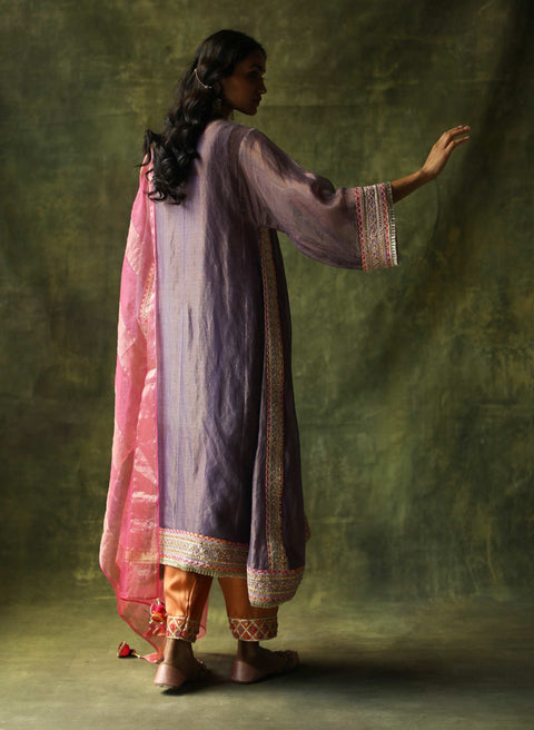 Begum Pret-Purple Dia Kurta Set-INDIASPOPUP.COM